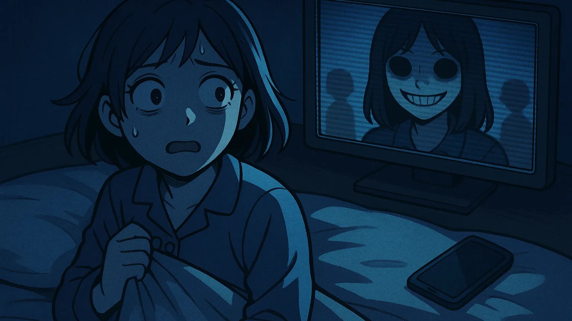 Japanese Ghost Story illustration "title: The Me on the Security Camera"