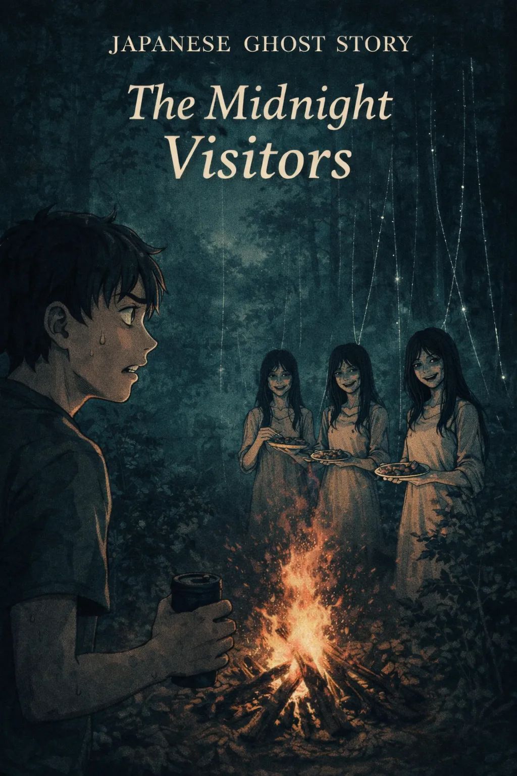 Japanese Ghost Story illustration "title: The Midnight Visitors"