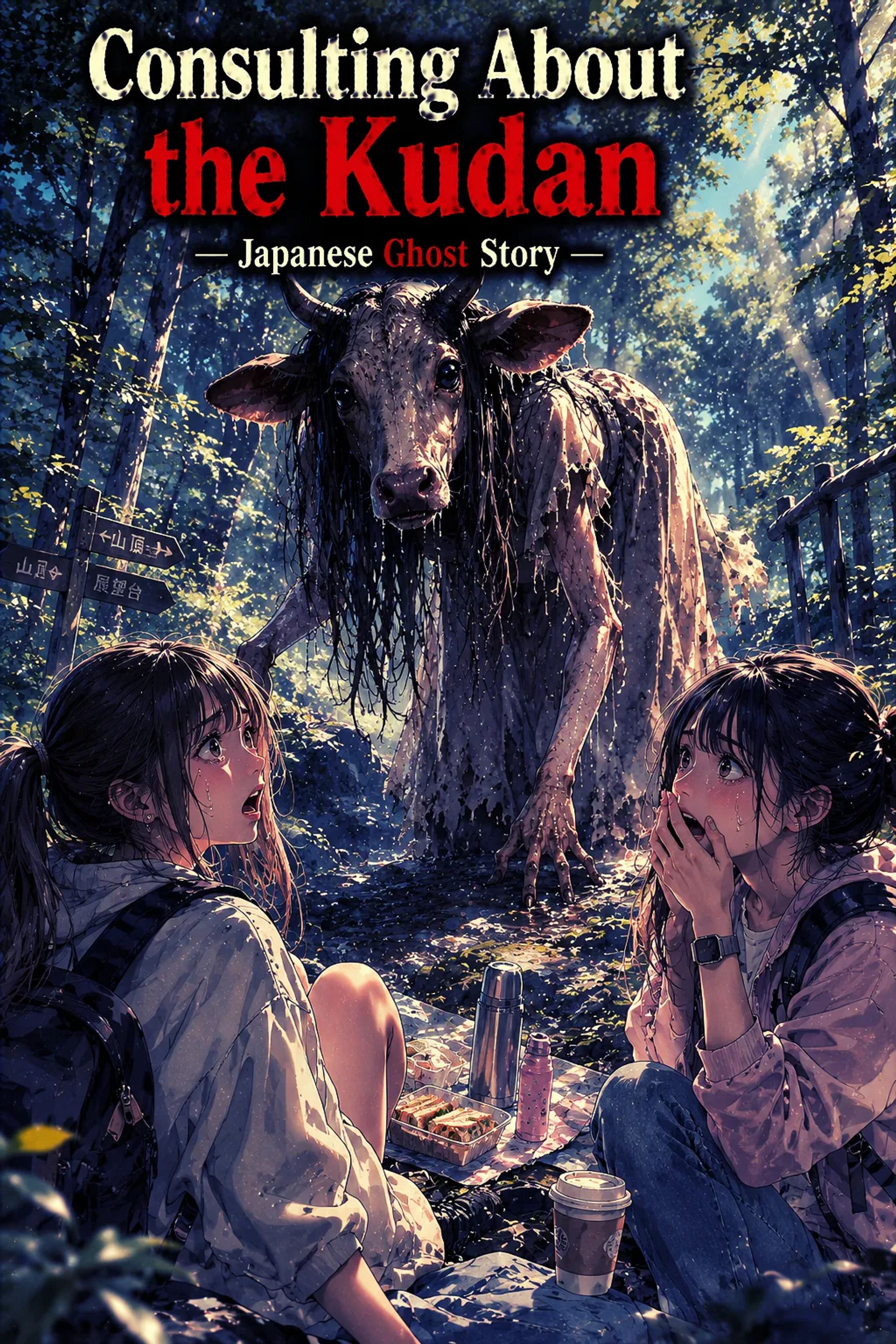 Japanese Ghost Story illustration "title: Consulting About the Kudan"