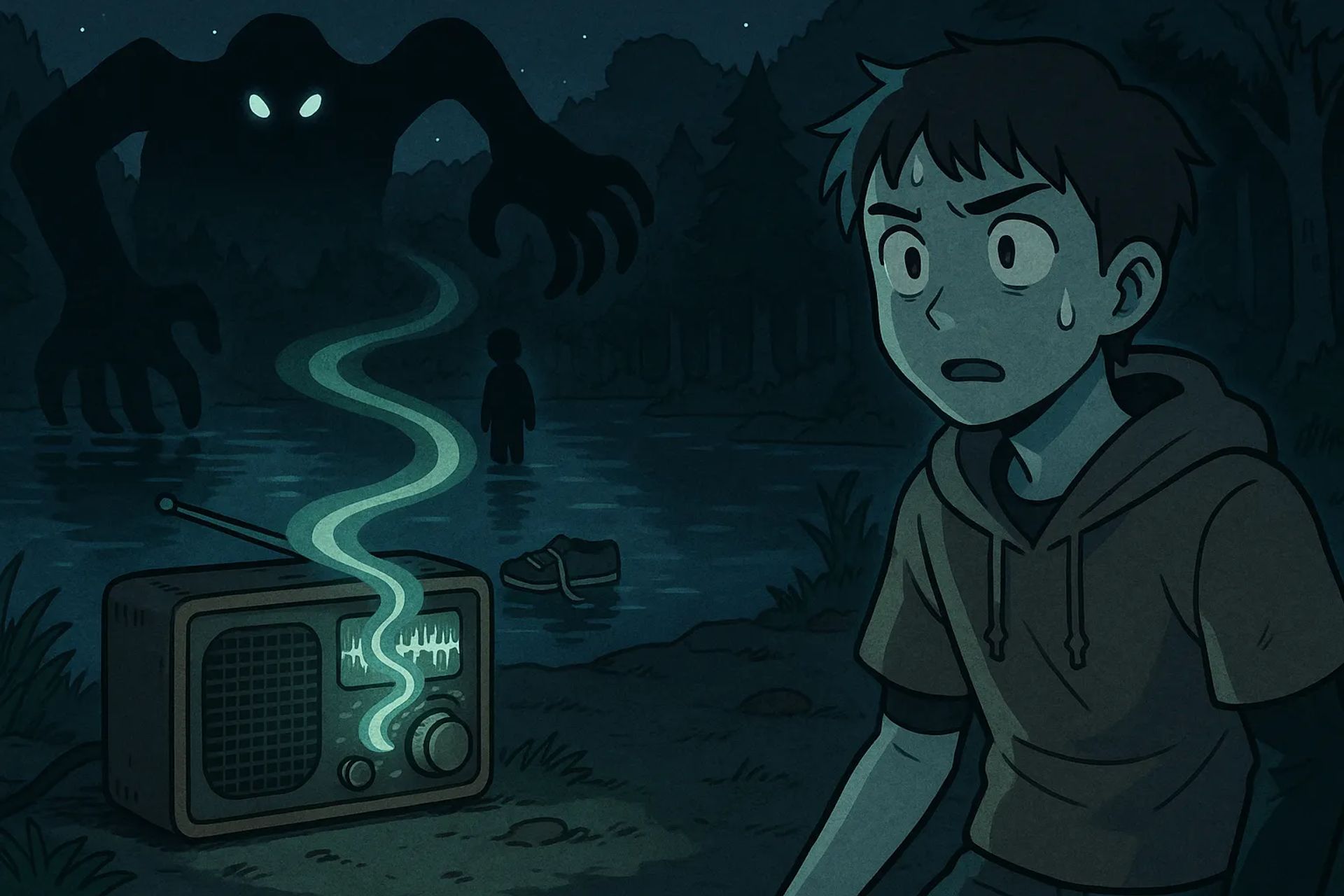 Japanese Ghost Story illustration "title: The Old Radio"