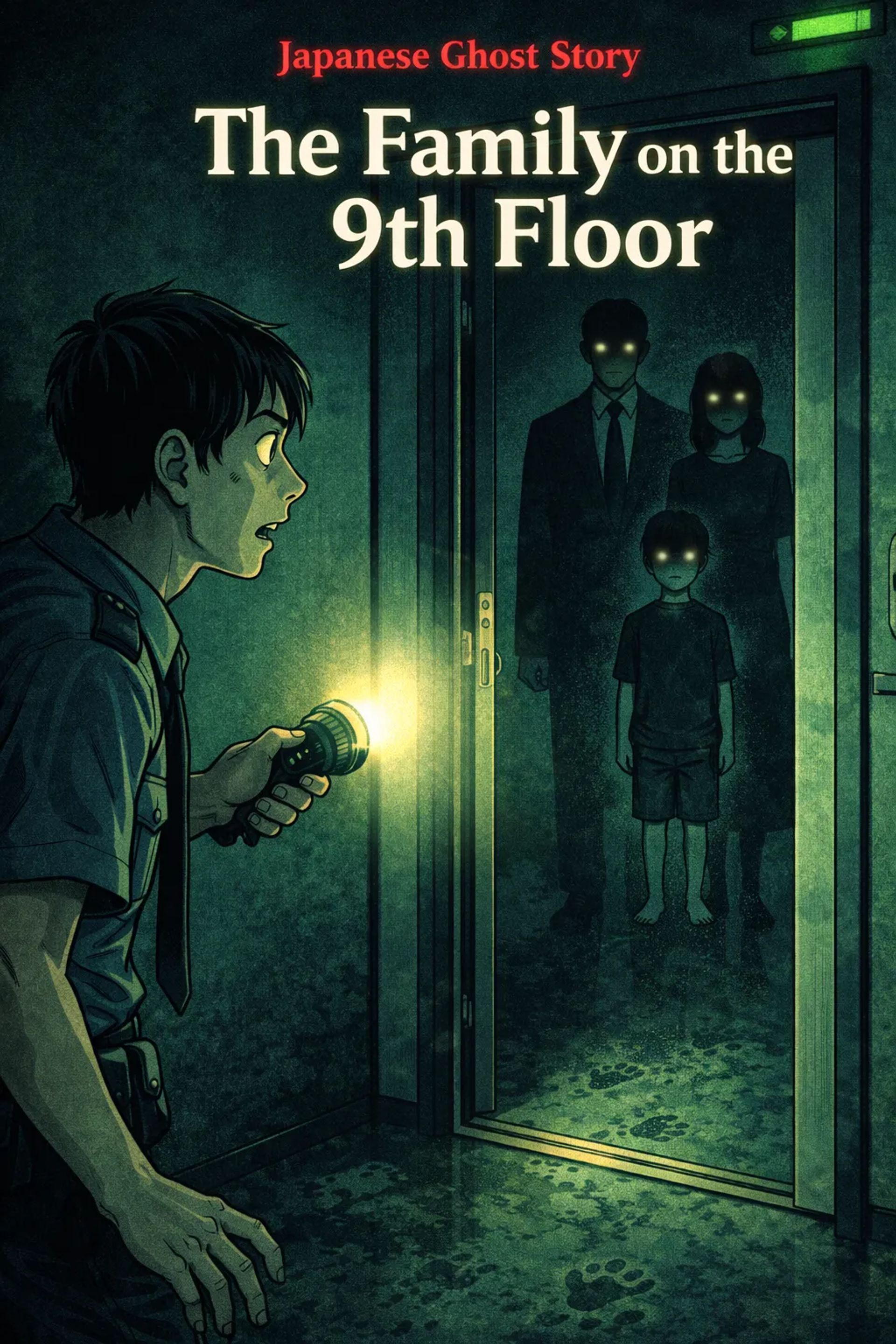 Japanese Ghost Story illustration "title: The Family on the 9th Floor"