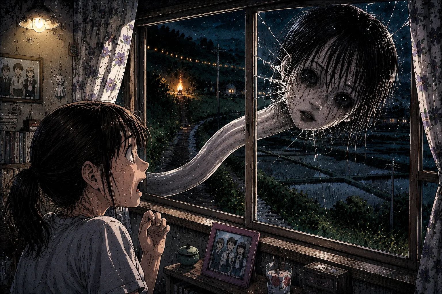 Japanese Ghost Story illustration "title: The Wrong House During Obon"