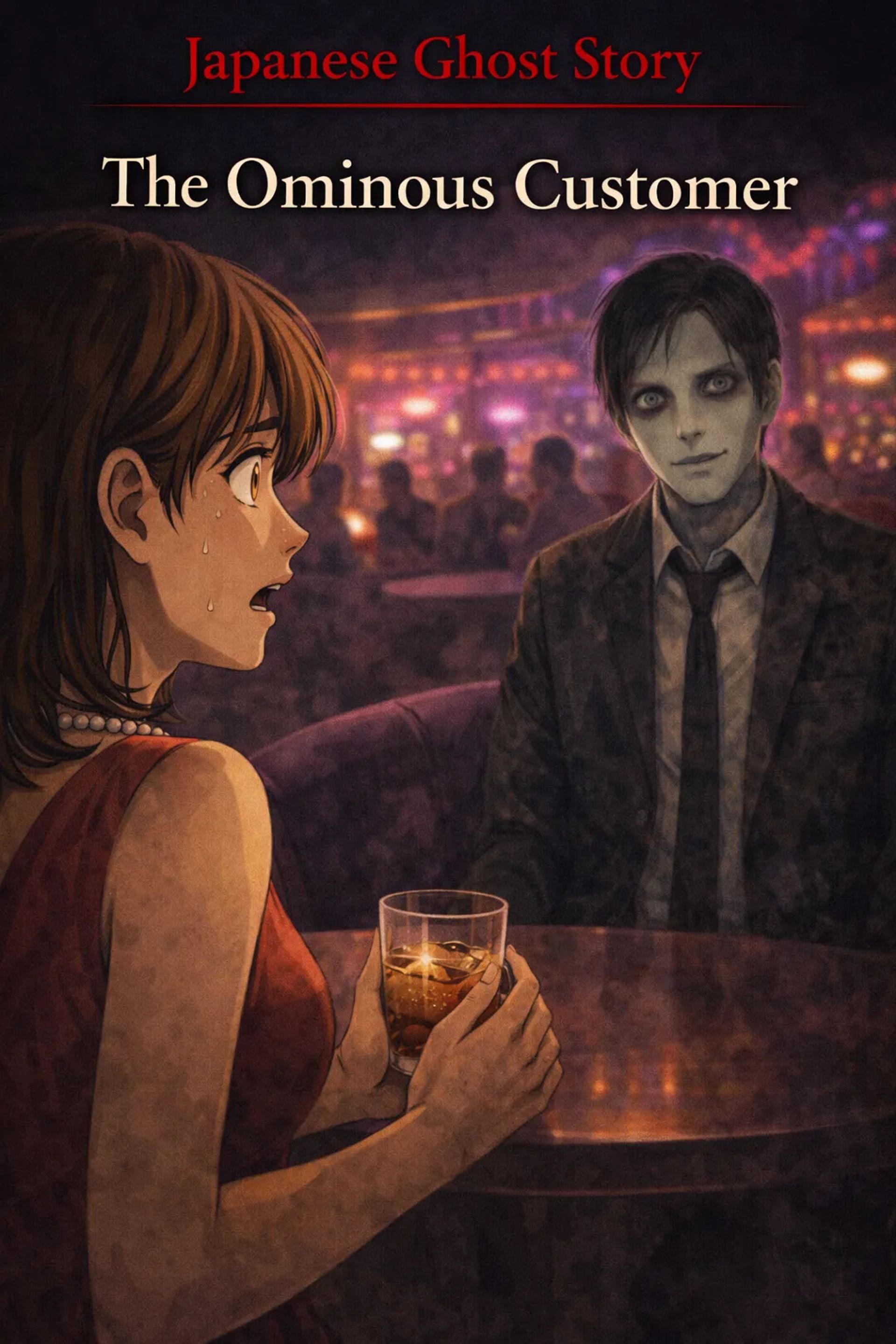 Japanese Ghost Story illustration "title: The Ominous Customer"