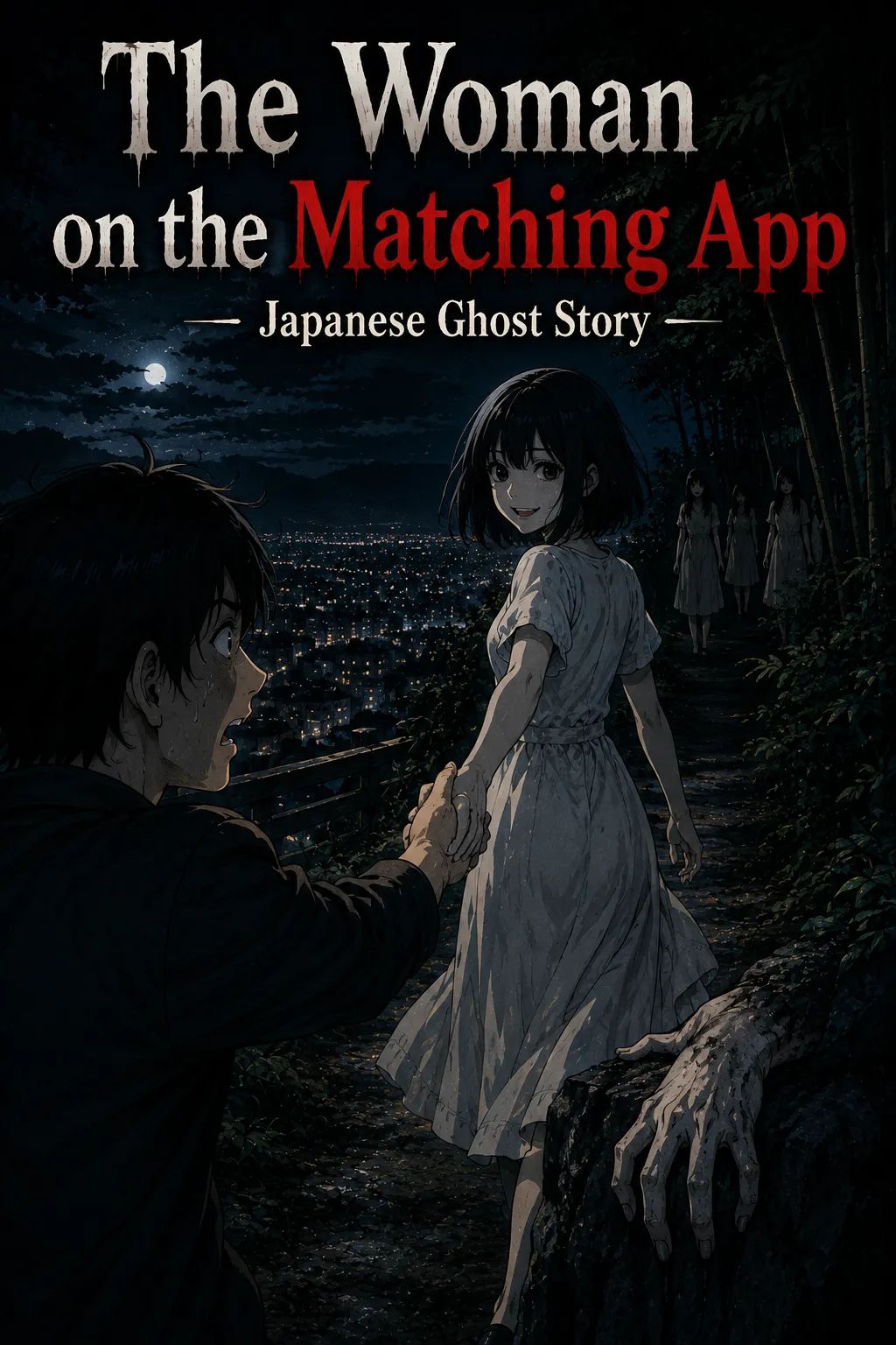 Japanese Ghost Story illustration "title: The Woman on the Matching App"