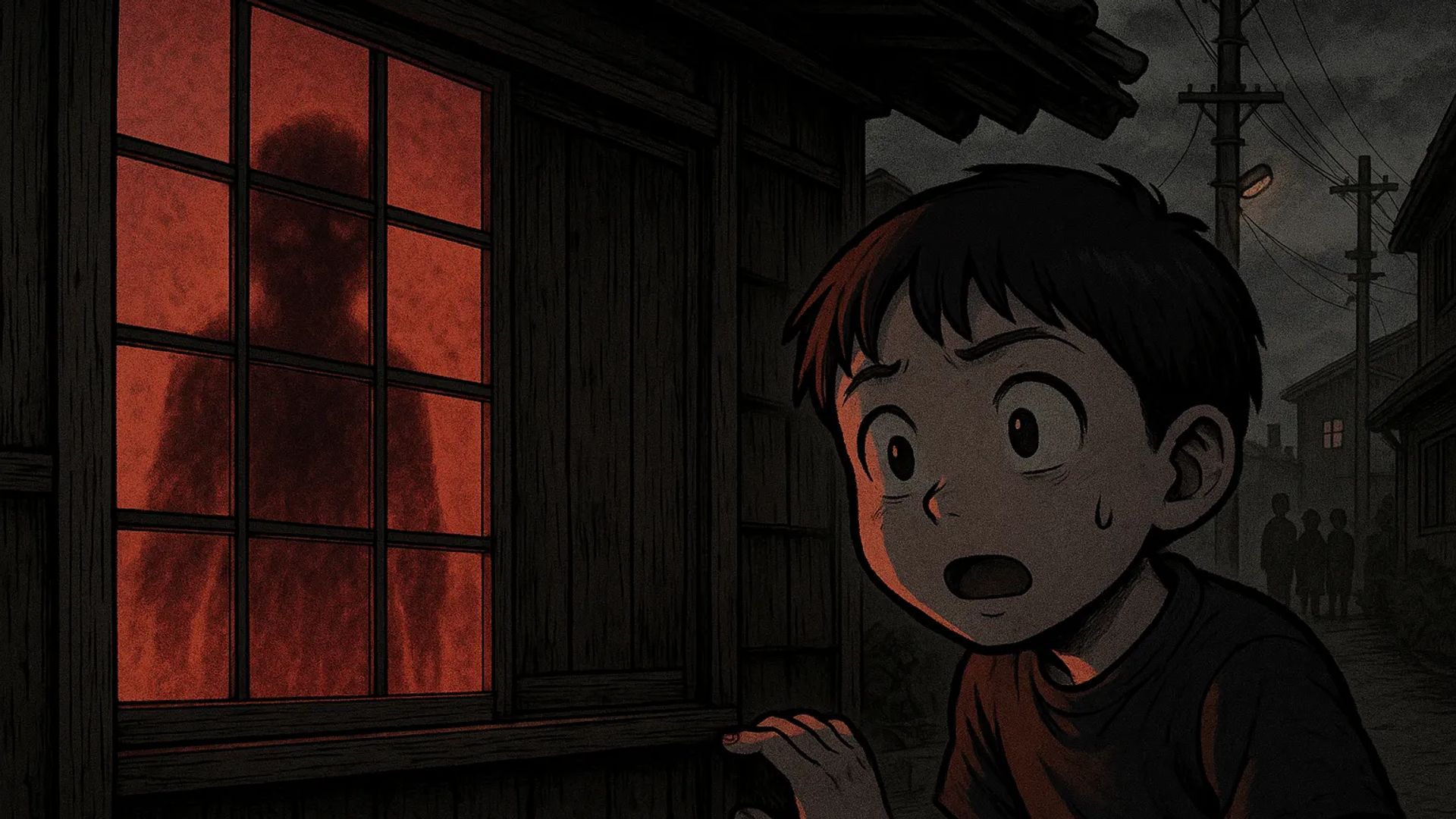 Japanese Ghost Story illustration "title: The House Behind the Station"