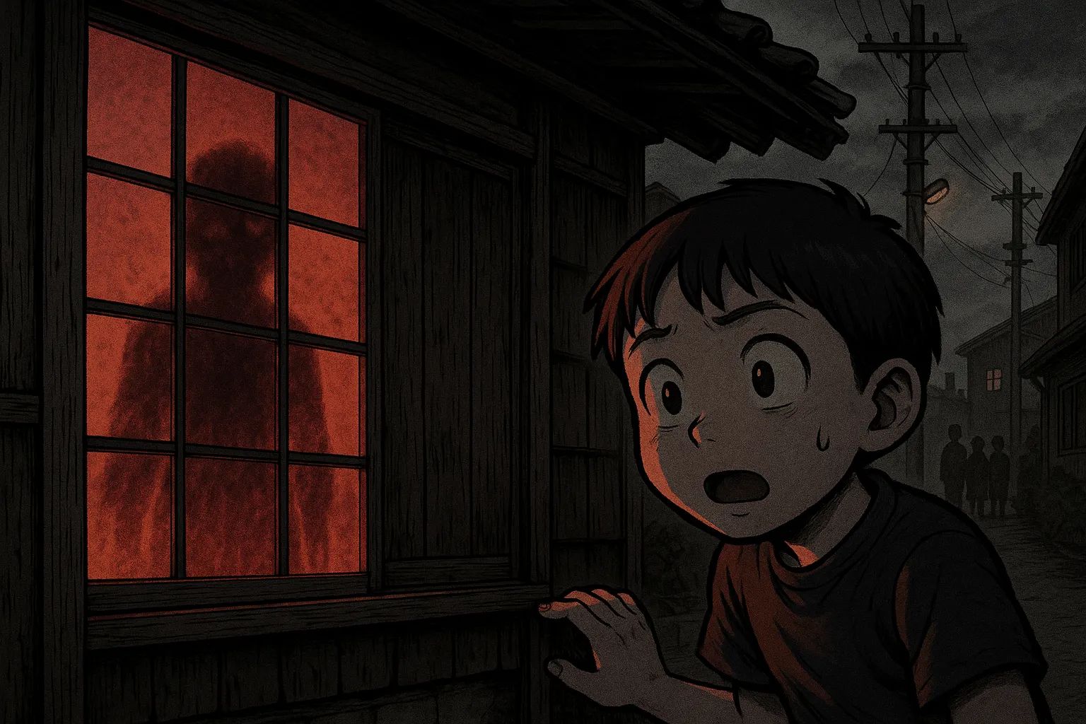 Japanese Ghost Story illustration "title: The House Behind the Station"