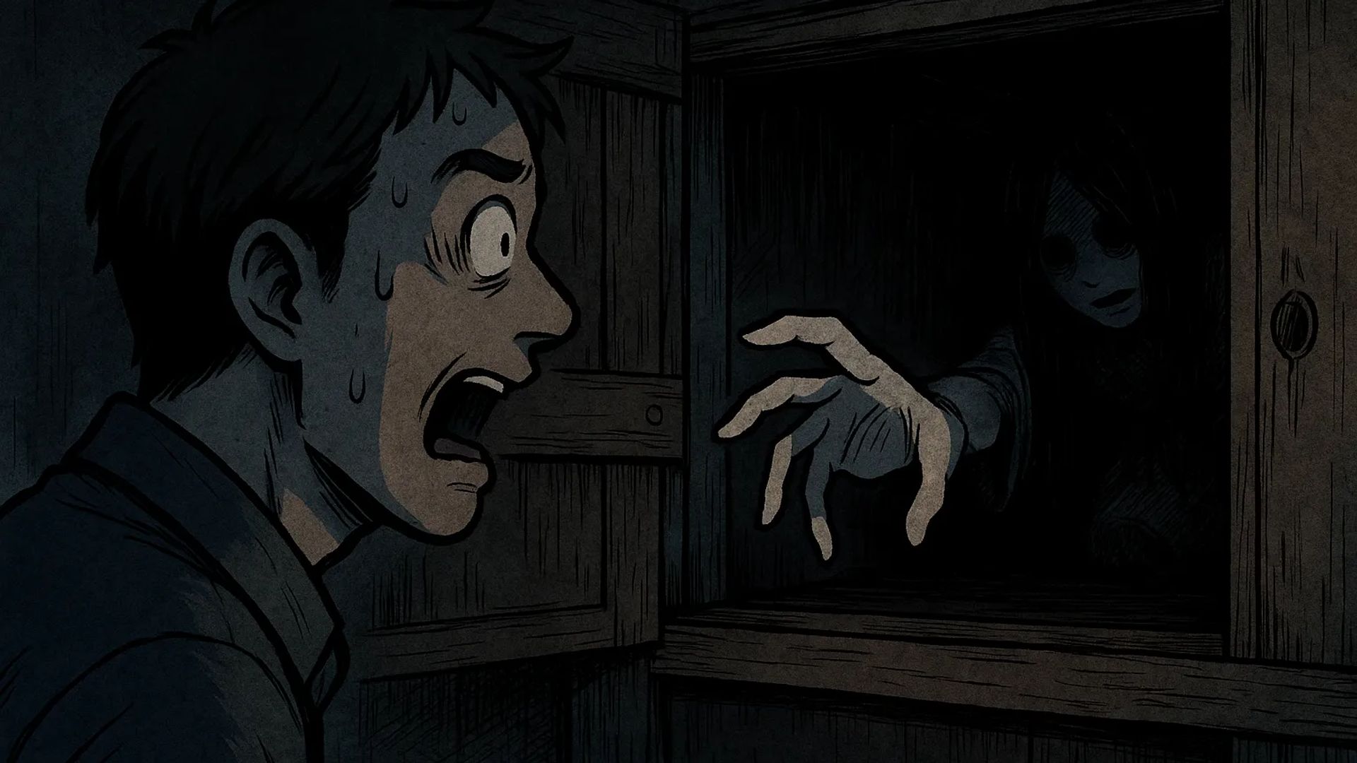 Japanese Ghost Story illustration "title: The House of Water Sounds"