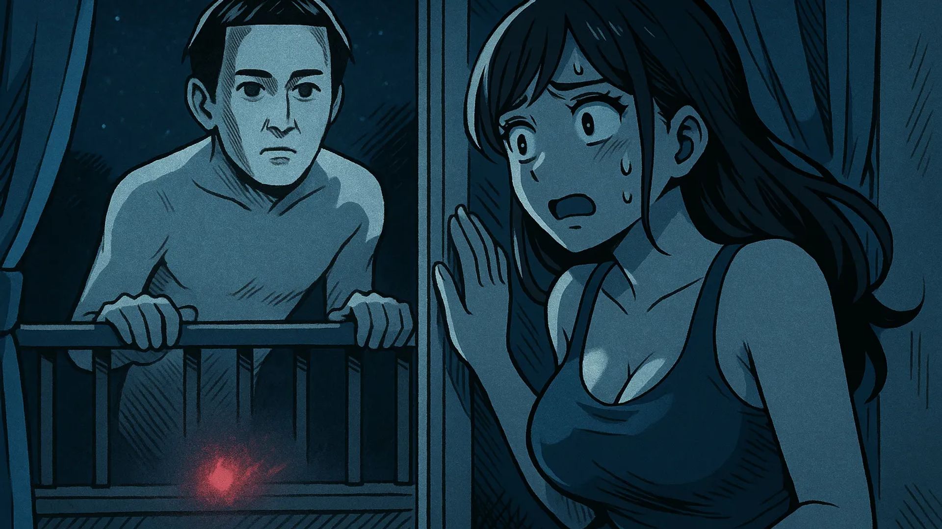 Japanese Ghost Story illustration "title: Something Floating at Midnight"