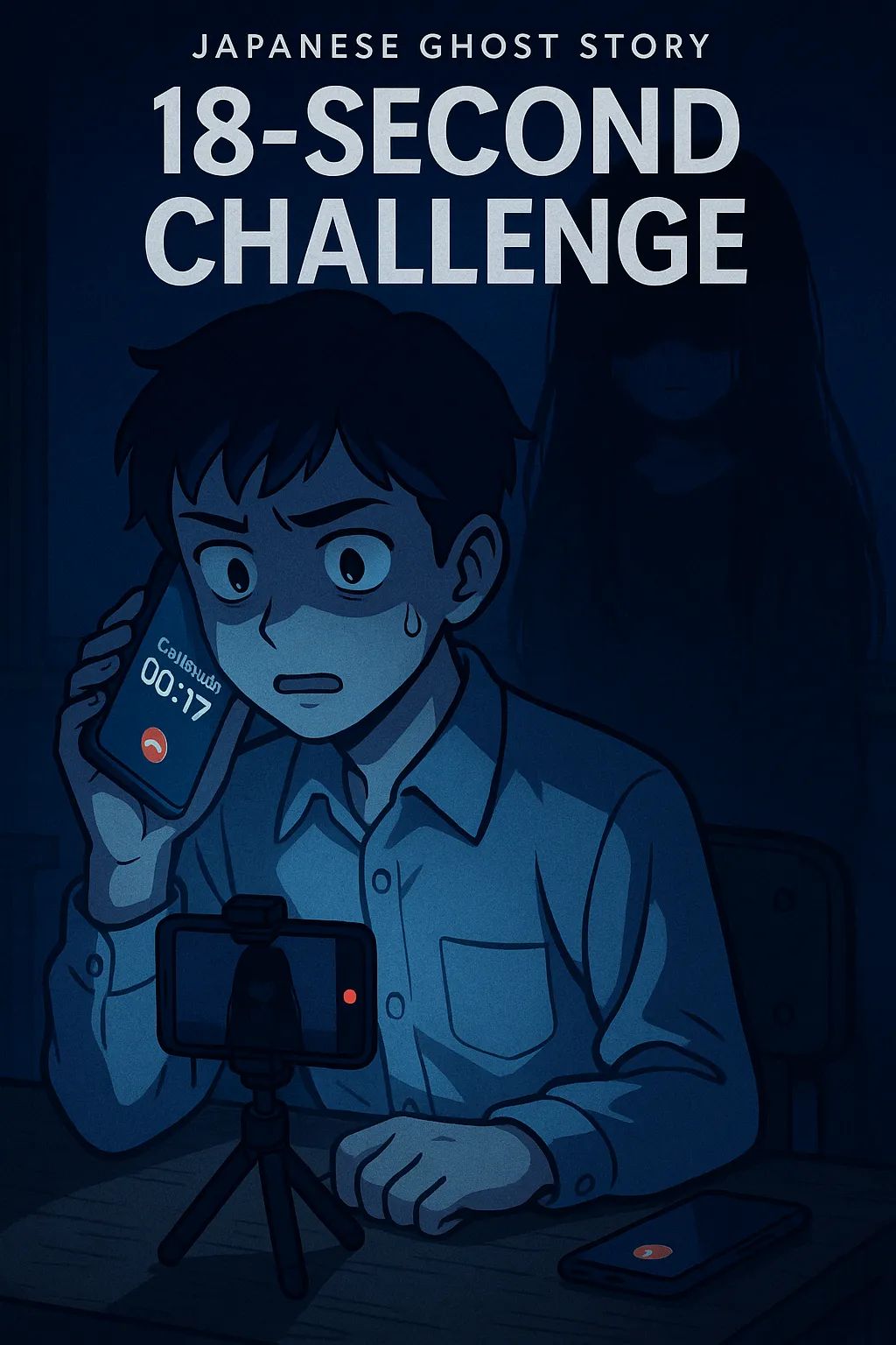 Japanese Ghost Story illustration "title: 18-Second Challenge"
