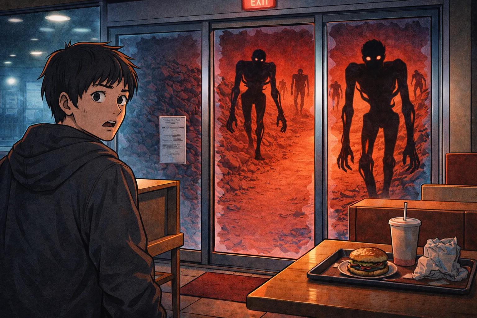 ファーストフード店の向こう