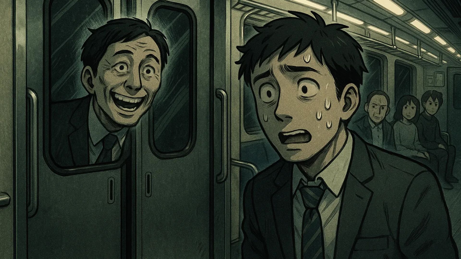 Japanese Ghost Story illustration "title: The Late Train"