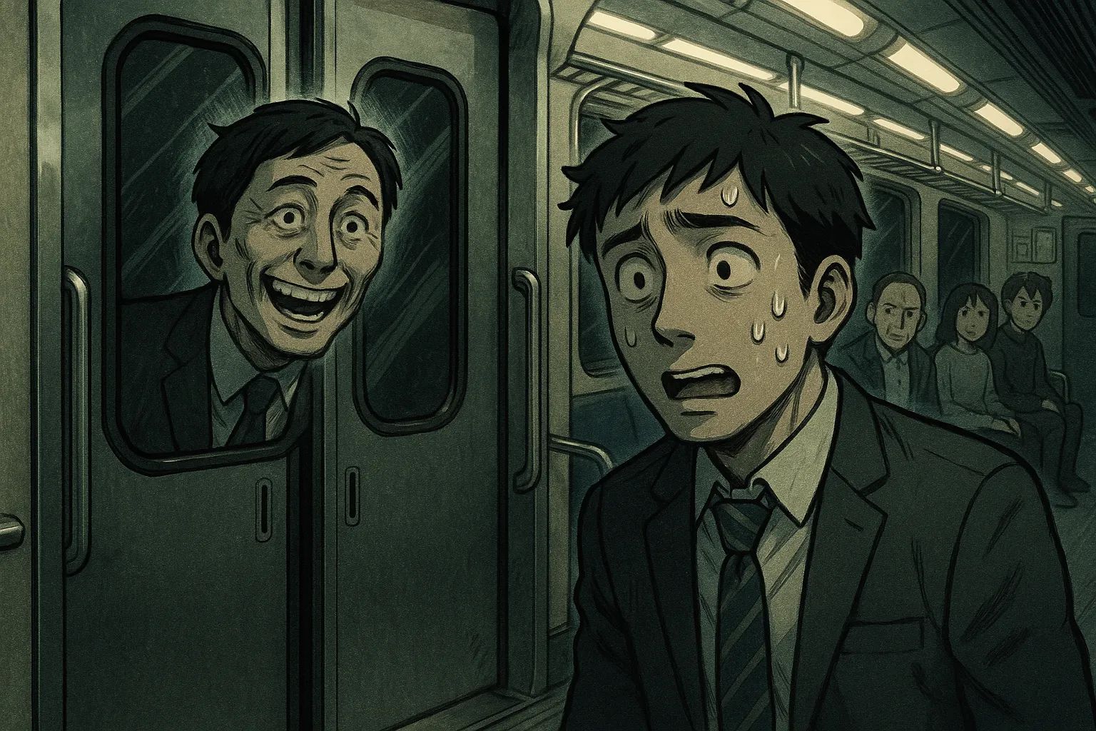 Japanese Ghost Story illustration "title: The Late Train"
