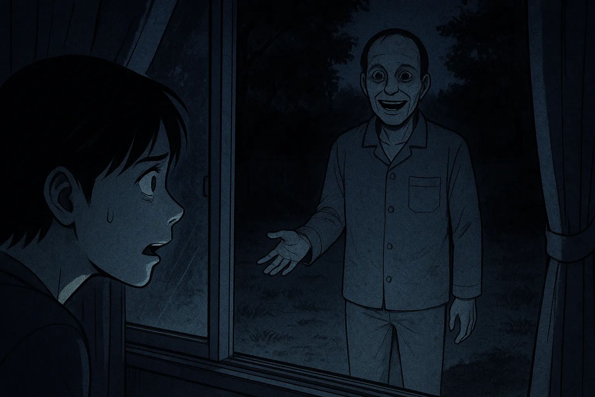 Japanese Ghost Story illustration "title: The Memory of Father"