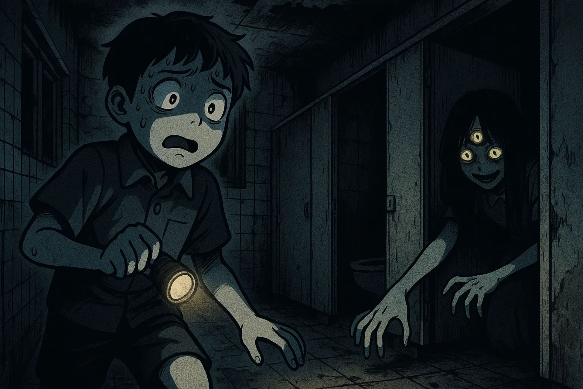 Japanese Ghost Story illustration "title: Hanako of the Branch School"