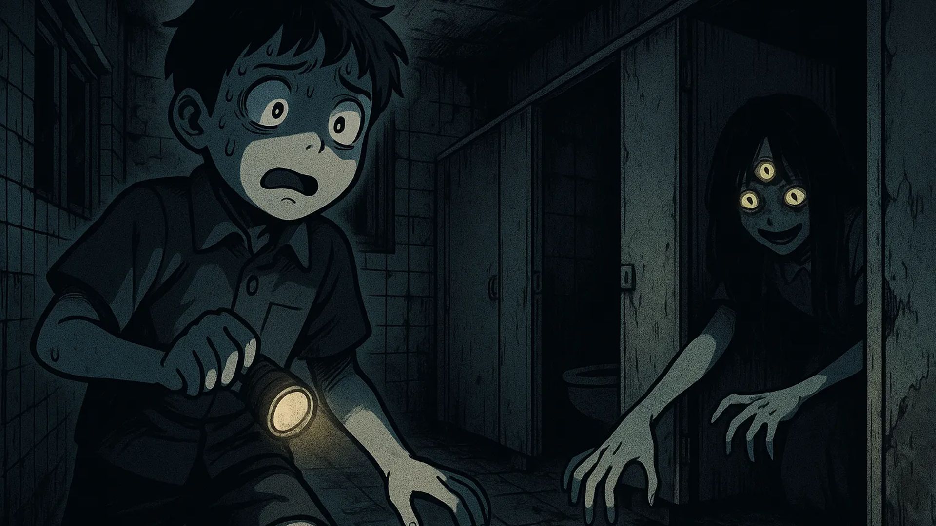 Japanese Ghost Story illustration "title: Hanako of the Branch School"