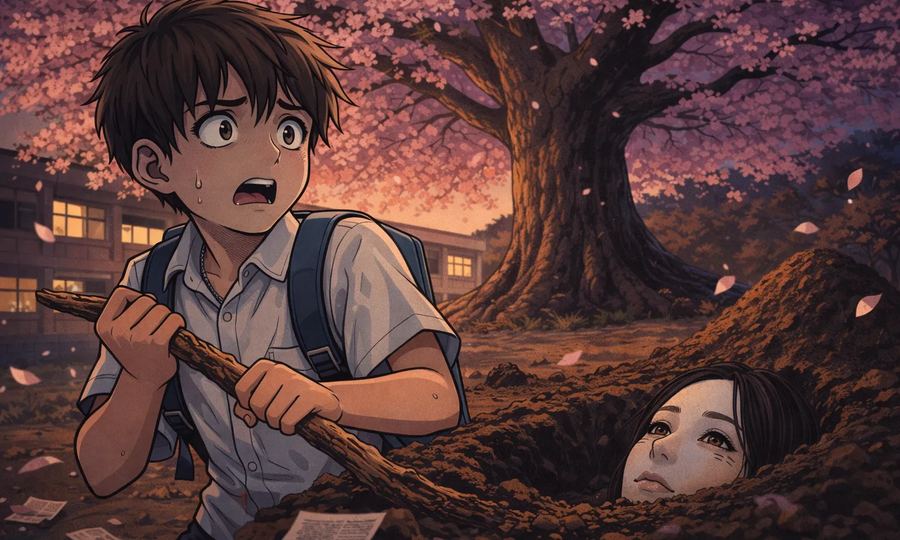 桜の木の下