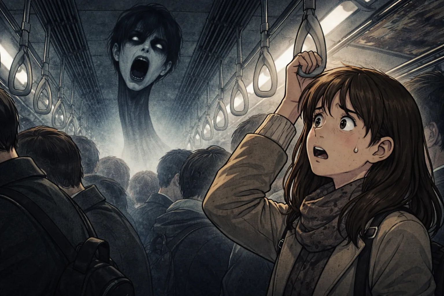 Japanese Ghost Story illustration "title: Rush Hour"