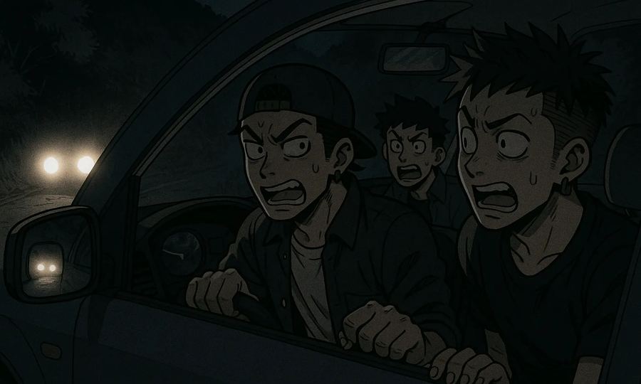 山道の車