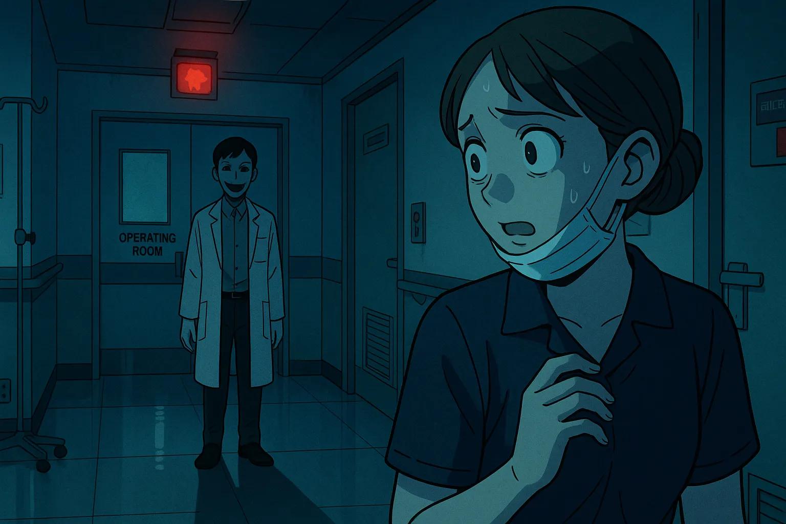 Japanese Ghost Story illustration "title: 手術室に入るもの"