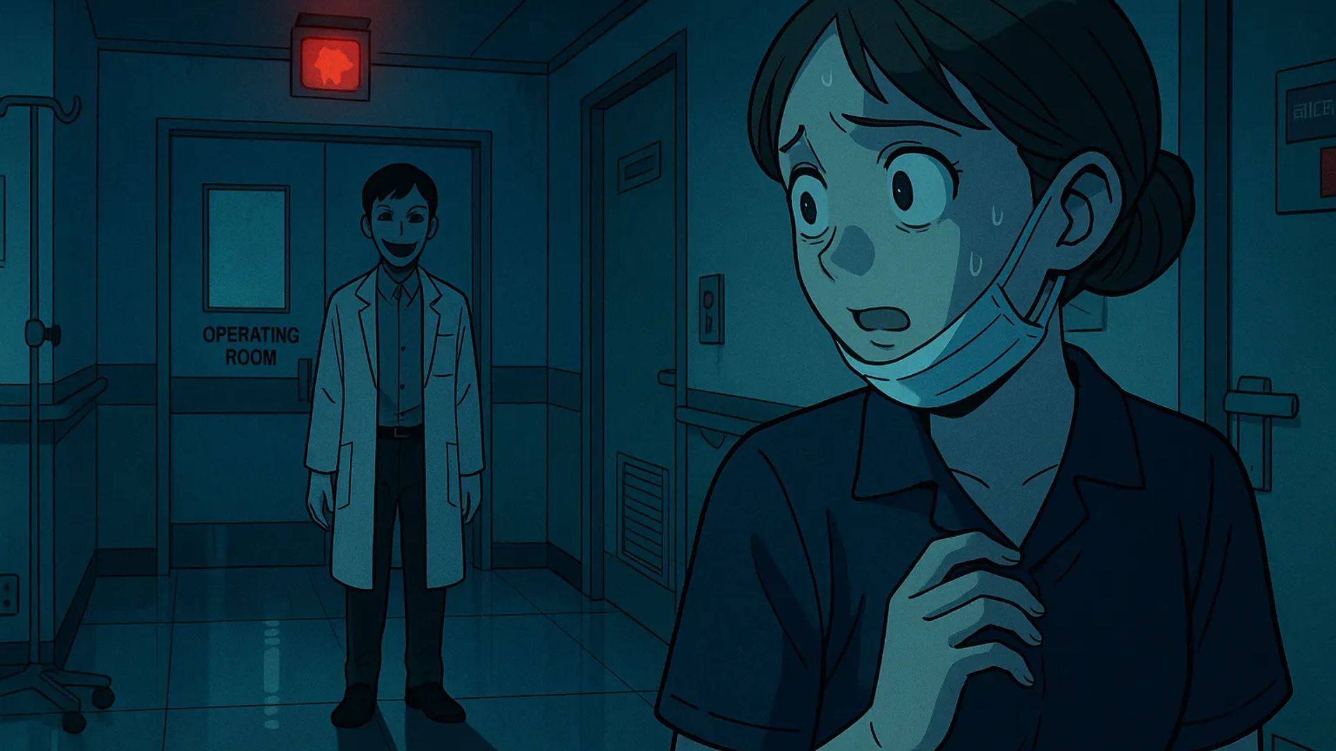 Japanese Ghost Story illustration "title: The One Who Enters the Operating Room"