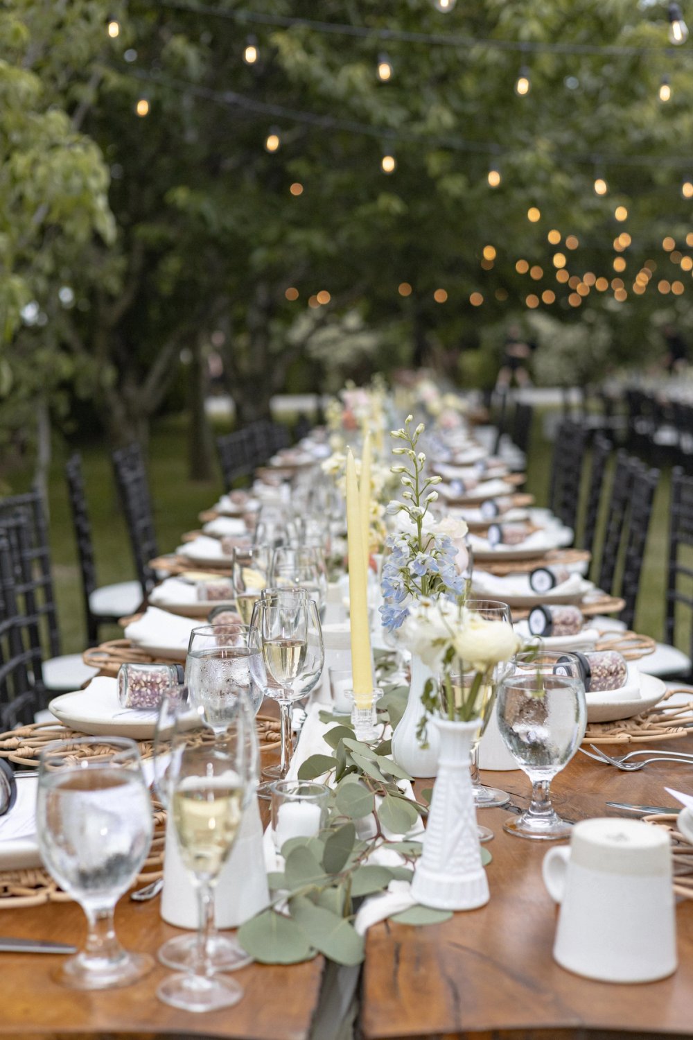 Outdoor summer wedding tablescape