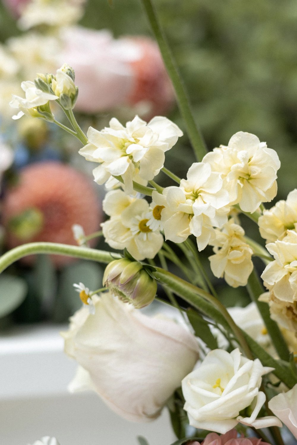 pastel yellow wedding flower close up