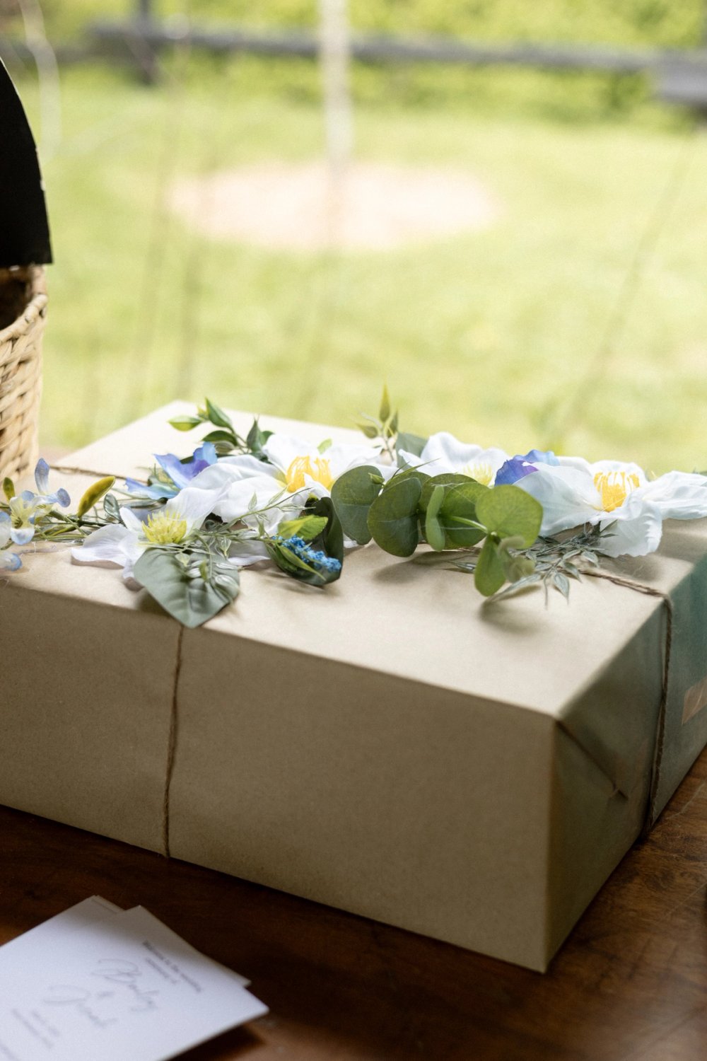 Wedding gift for couple decorated with florals