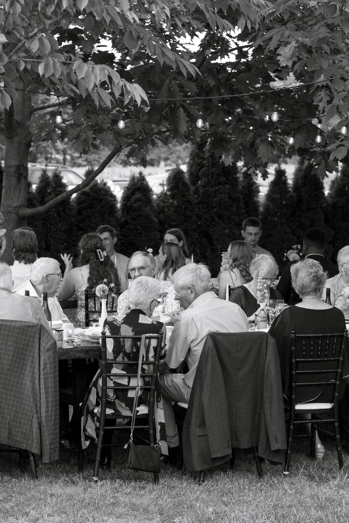 candid family group photo during wedding