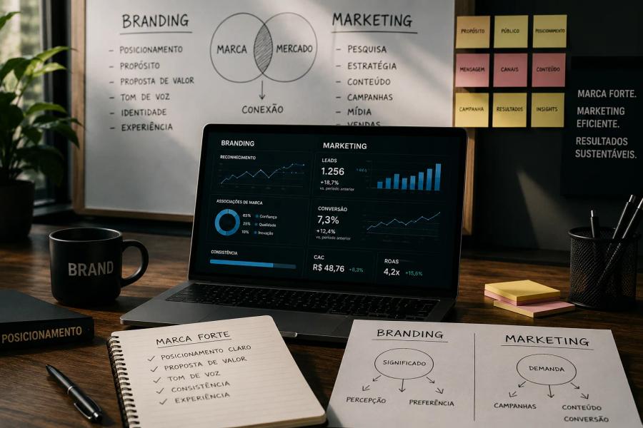 Branding x marketing: diferenças, papéis e como fazer os dois trabalharem juntos
