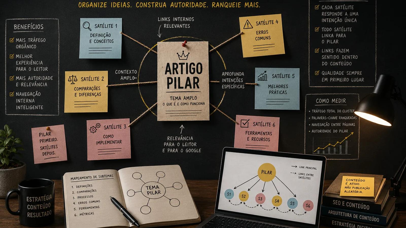 Topic clusters: como planejar pilares, satélites e links internos