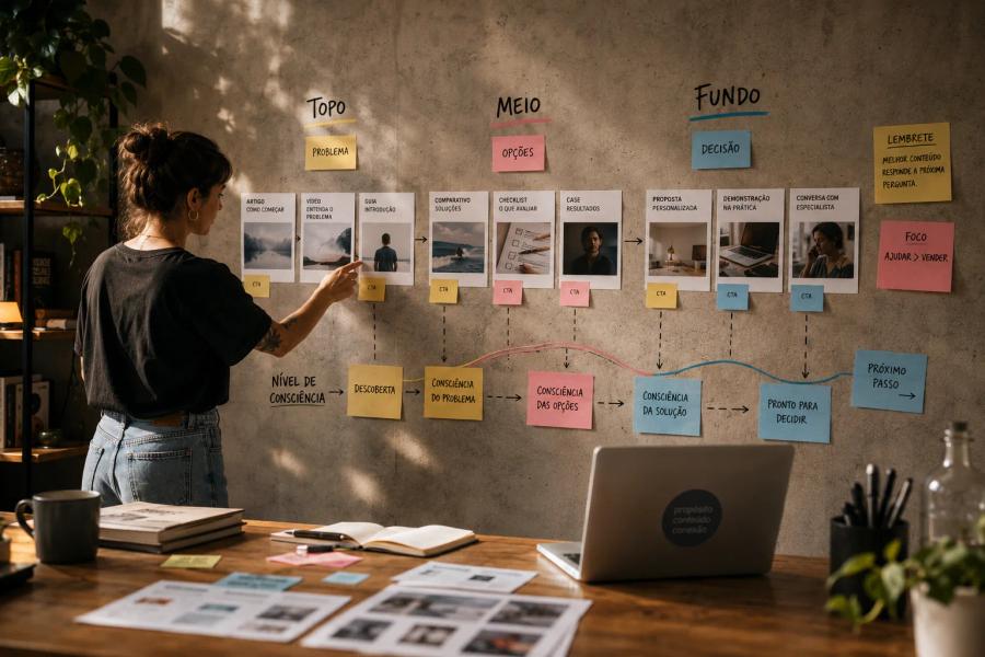 Conteúdo por funil e nível de consciência: como desenhar a próxima pergunta do leitor