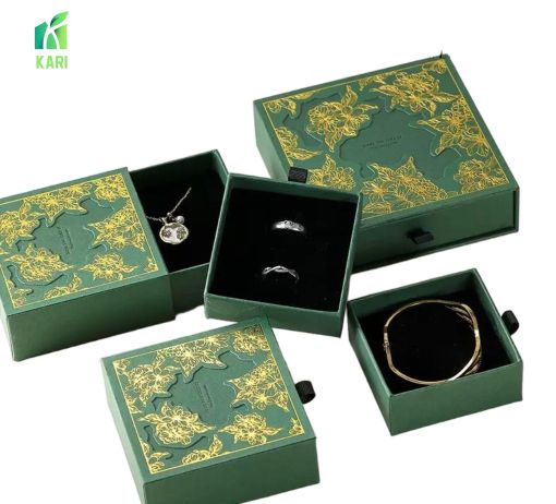 Hollow-out Jewellery Green Gift Box Golden Gift Box Drawer Box