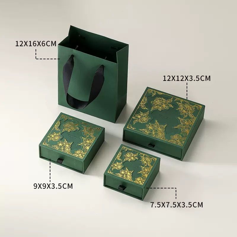 Hollow-out Jewellery Green Gift Box Golden Gift Box Drawer Box 3