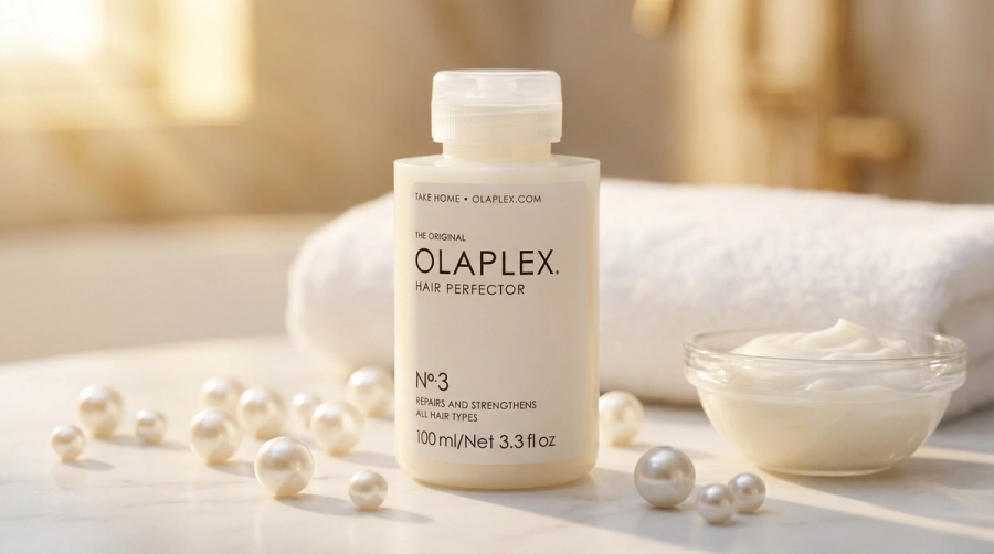 Olaplex No. 3 Hair Perfector auf Marmor – Bond-Builder Haarkur Anwendung