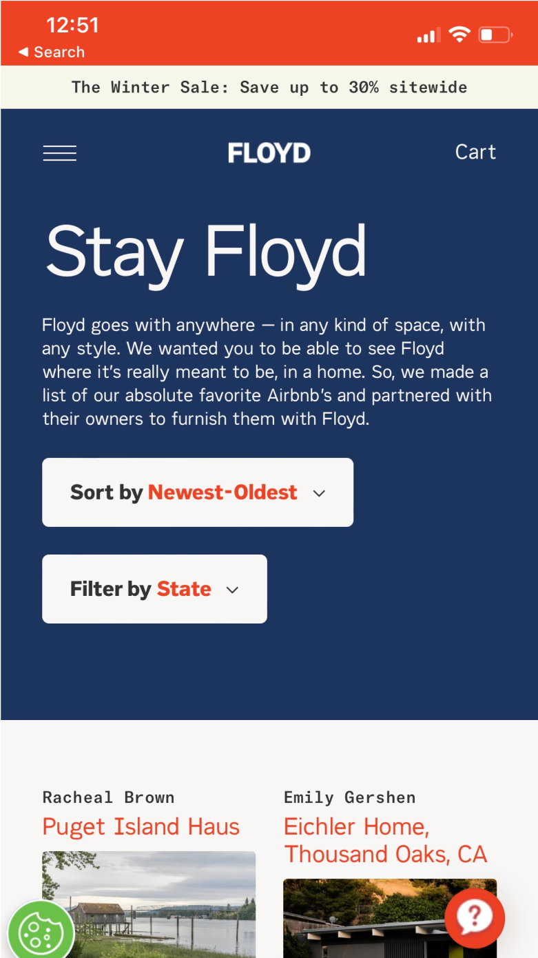 Mobile screenshot from Floyd's 'Stay Floyd' blog