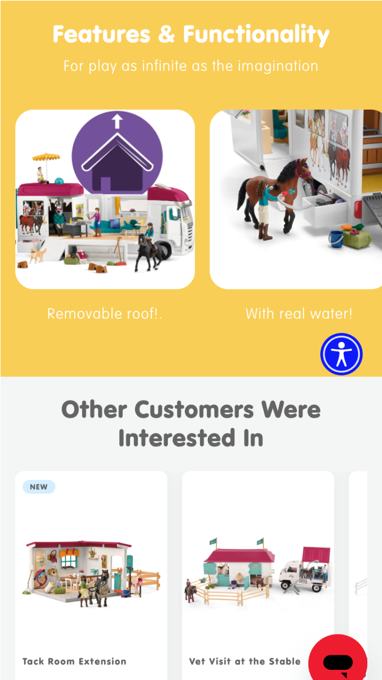 Mobile screenshot of Schleich's featured products and categories