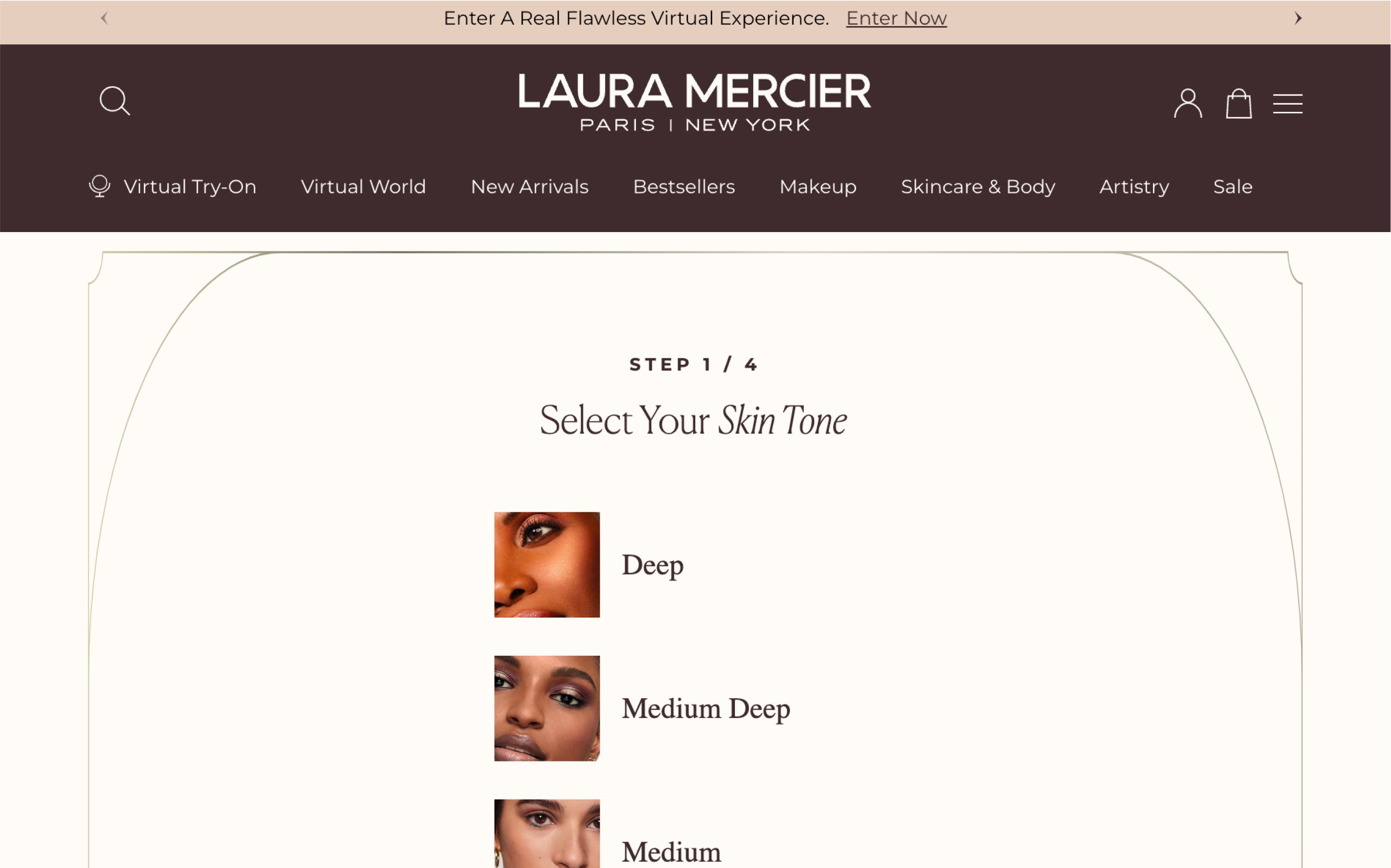 Desktop screenshot of Laura Mercier's skin quiz