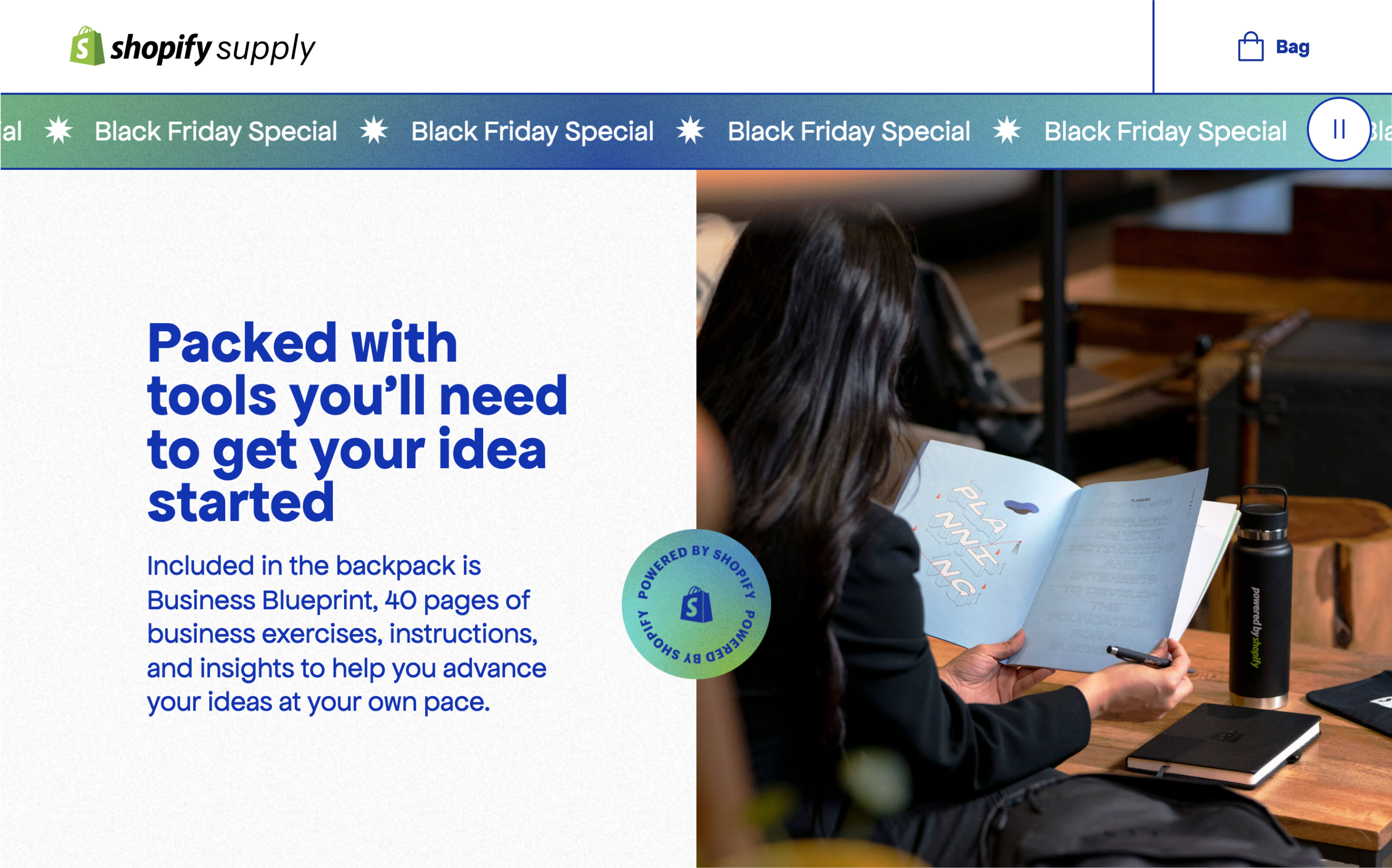 Desktop screenshot of Shopify Supply's ticker section