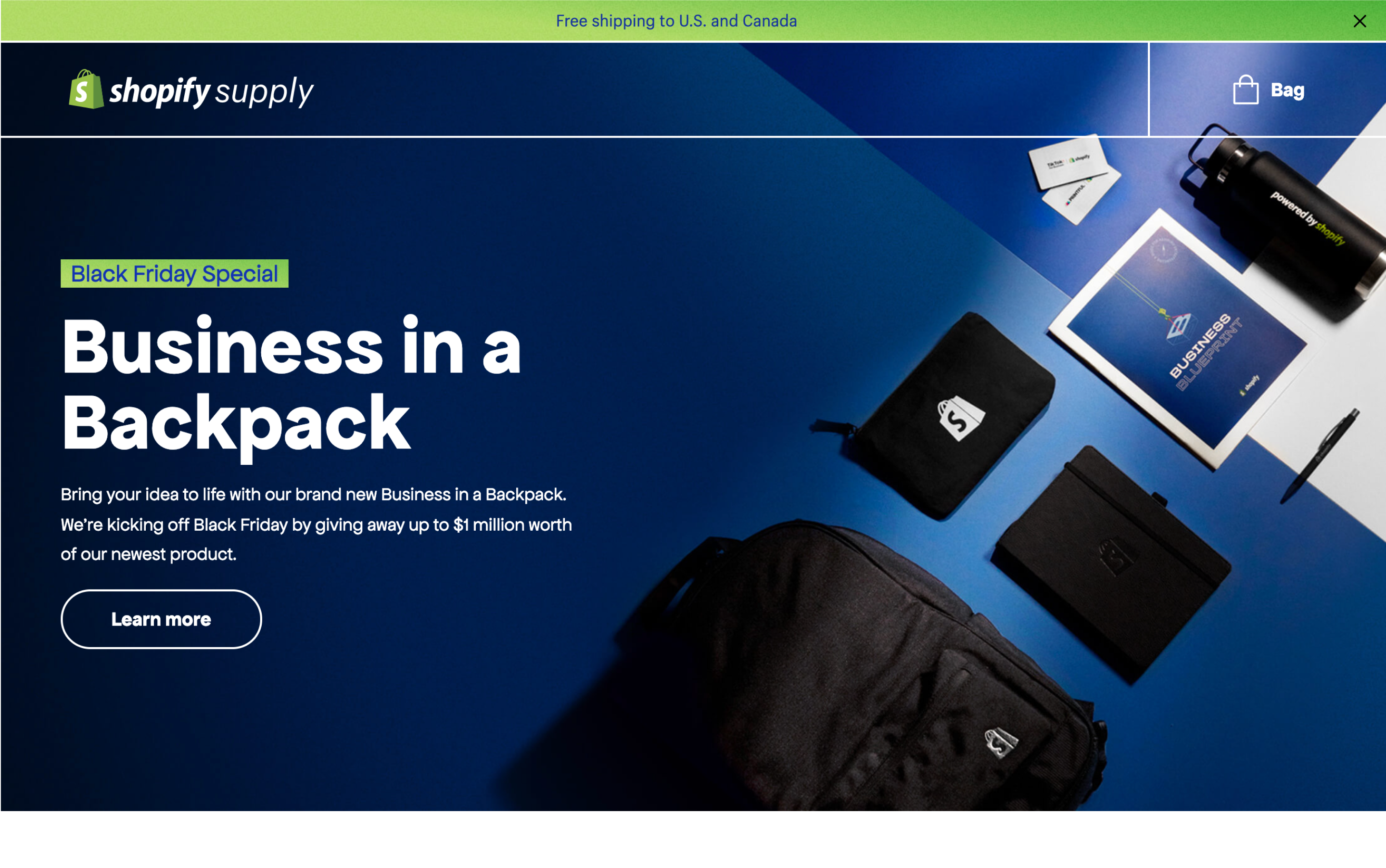 Desktop screenshot of Shopify Supply's hero