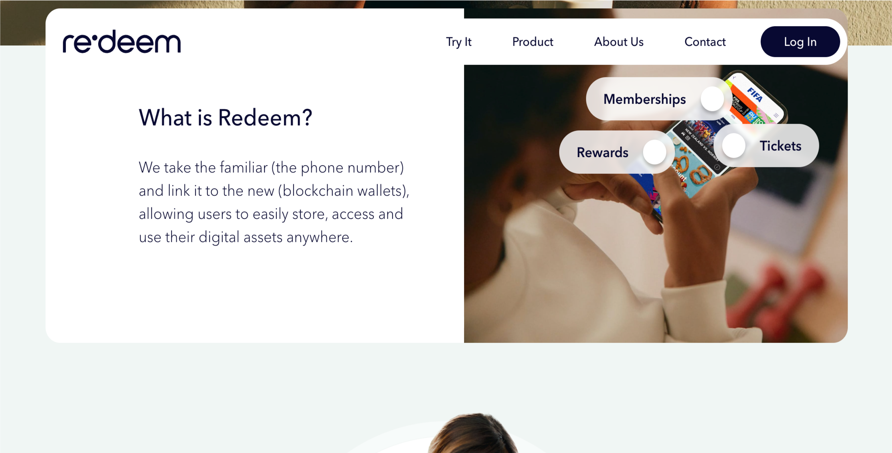 Desktop screenshot of Redeem app showing the 'What is Redeem' section