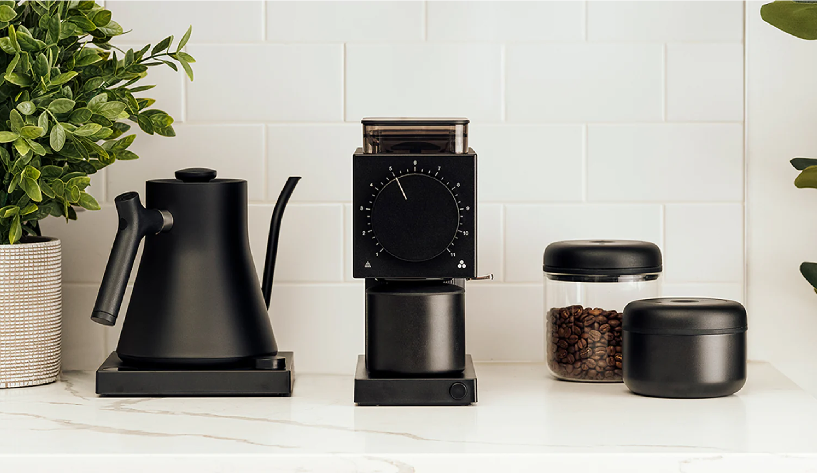 Various Fellow coffee products sitting on a counter