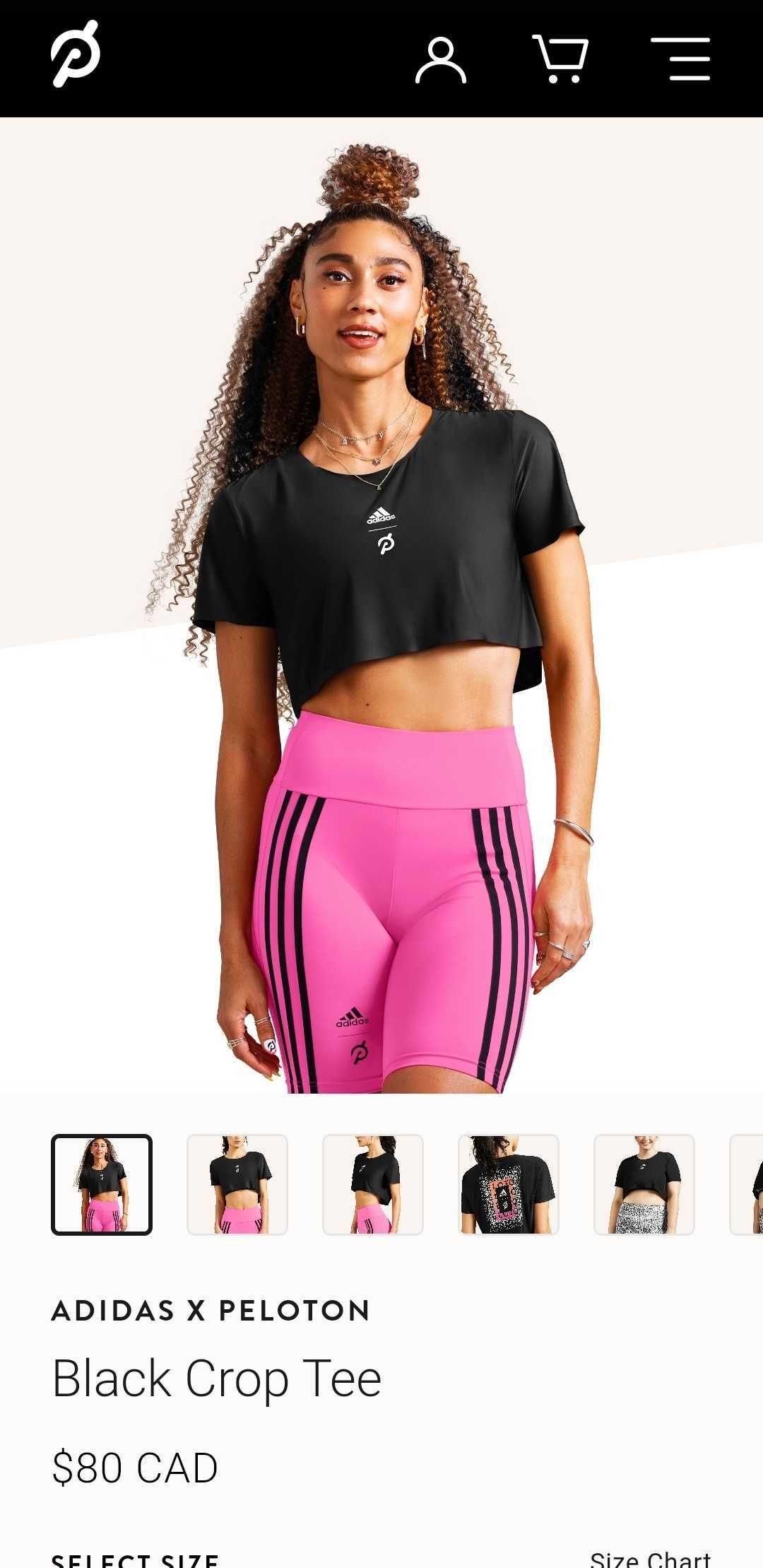 Mobile screenshot of Peloton Apparel's product page