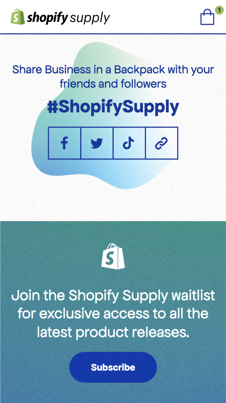 Mobile screenshot of Shopify Supply's social share section