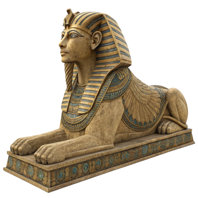 ancient-egyptian-sphinx-statue-with-intricate-details-and-a-royal-headpiece-free-png