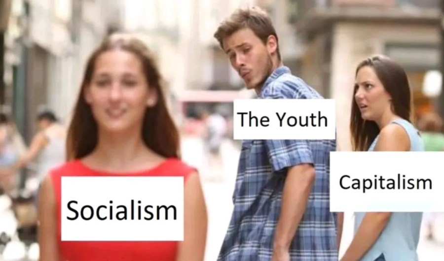 Meme del novio distraído: The Youth, Socialism y Capitalism