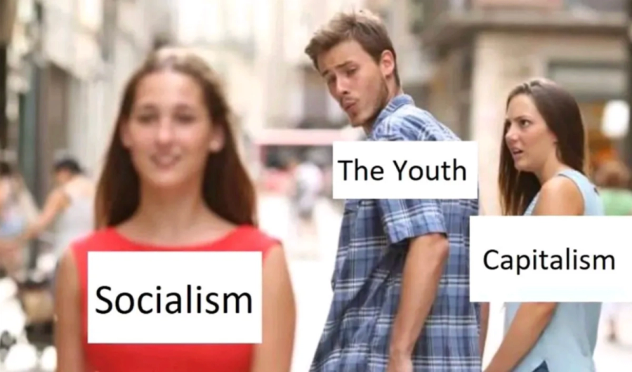 Meme del novio distraído: The Youth, Socialism y Capitalism