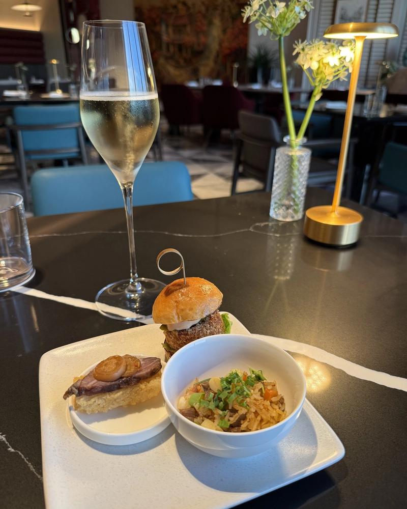 Champagne and evening canapés