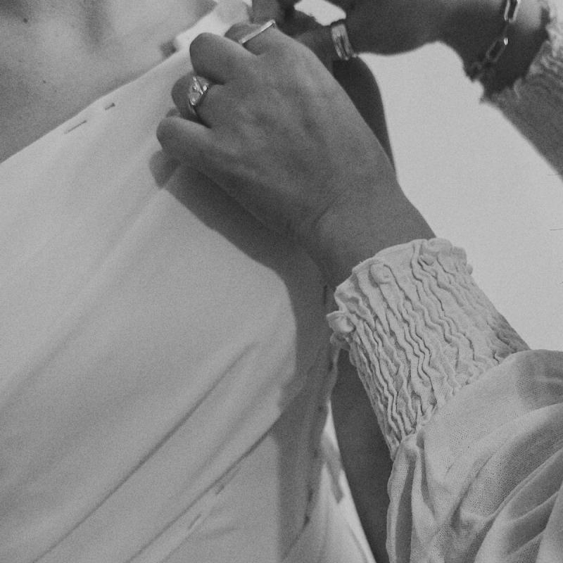 Elegant bride in bespoke wedding dress, showcasing March Bridal's luxury craftsmanship