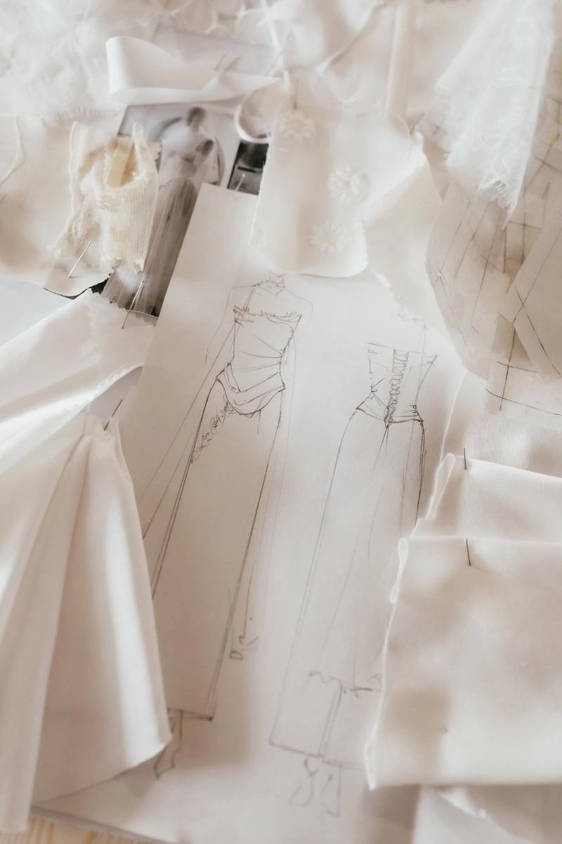 Step 2: Fabrics & Sketching — bridal design process