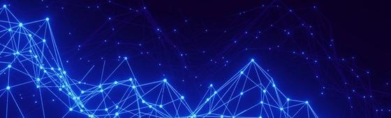 a blue background with lines and dots